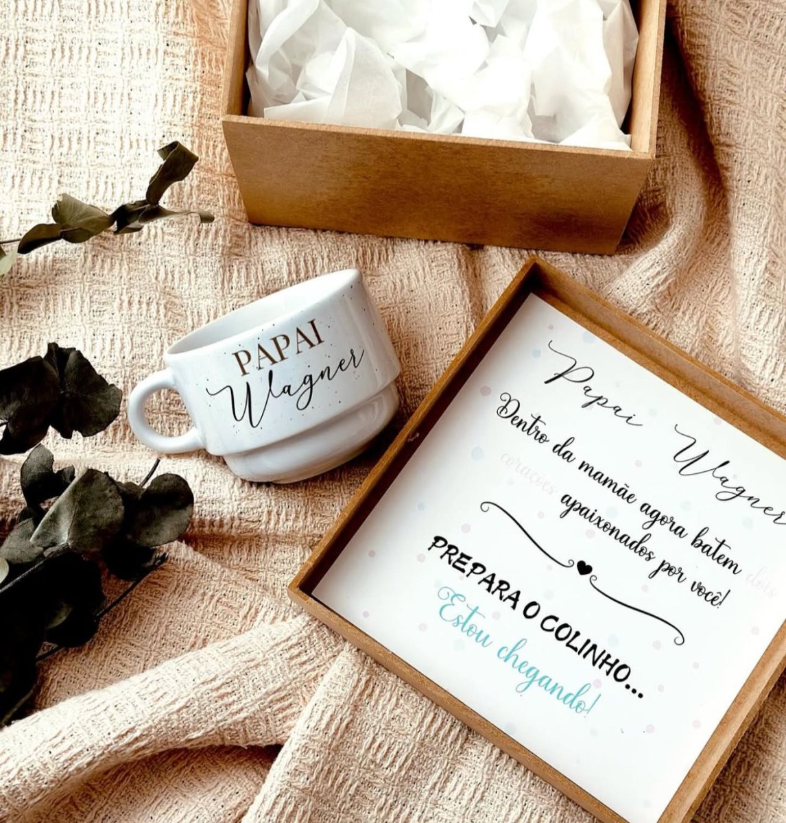 Kit Xícara na Caixa de MDF