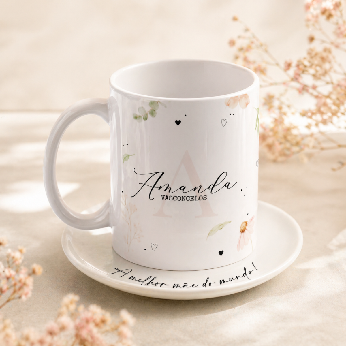 Kit Caneca + pires + Porta-joias + Biscoitos