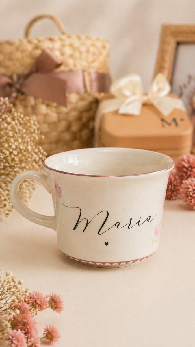 Kit Maleta + Caneca Cônica com borda cobre + Necessaire