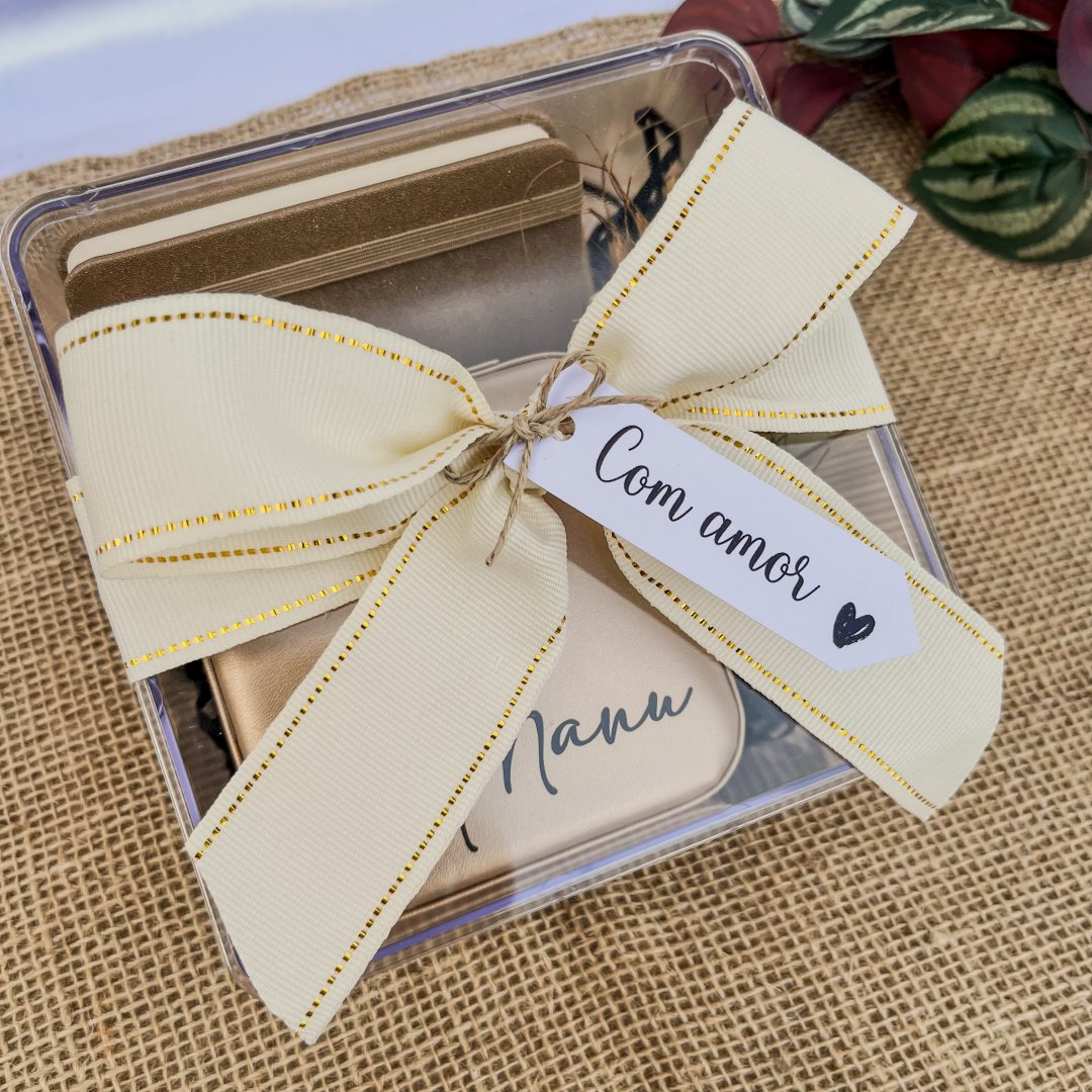 Kit Mini Bloquinho + Porta-joias na Caixa de Acrílico