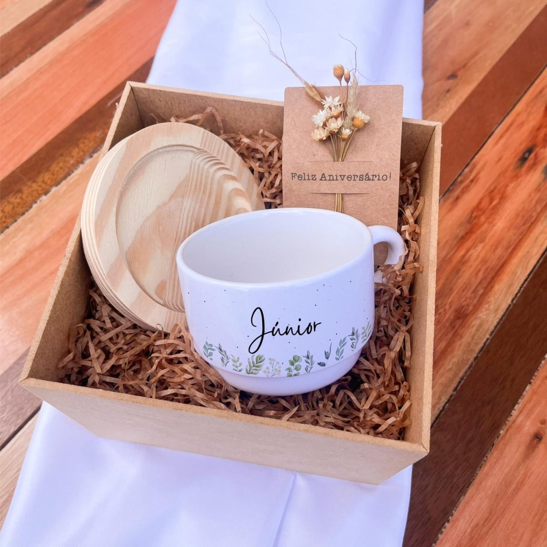 Kit Xícara + Pires de Madeira