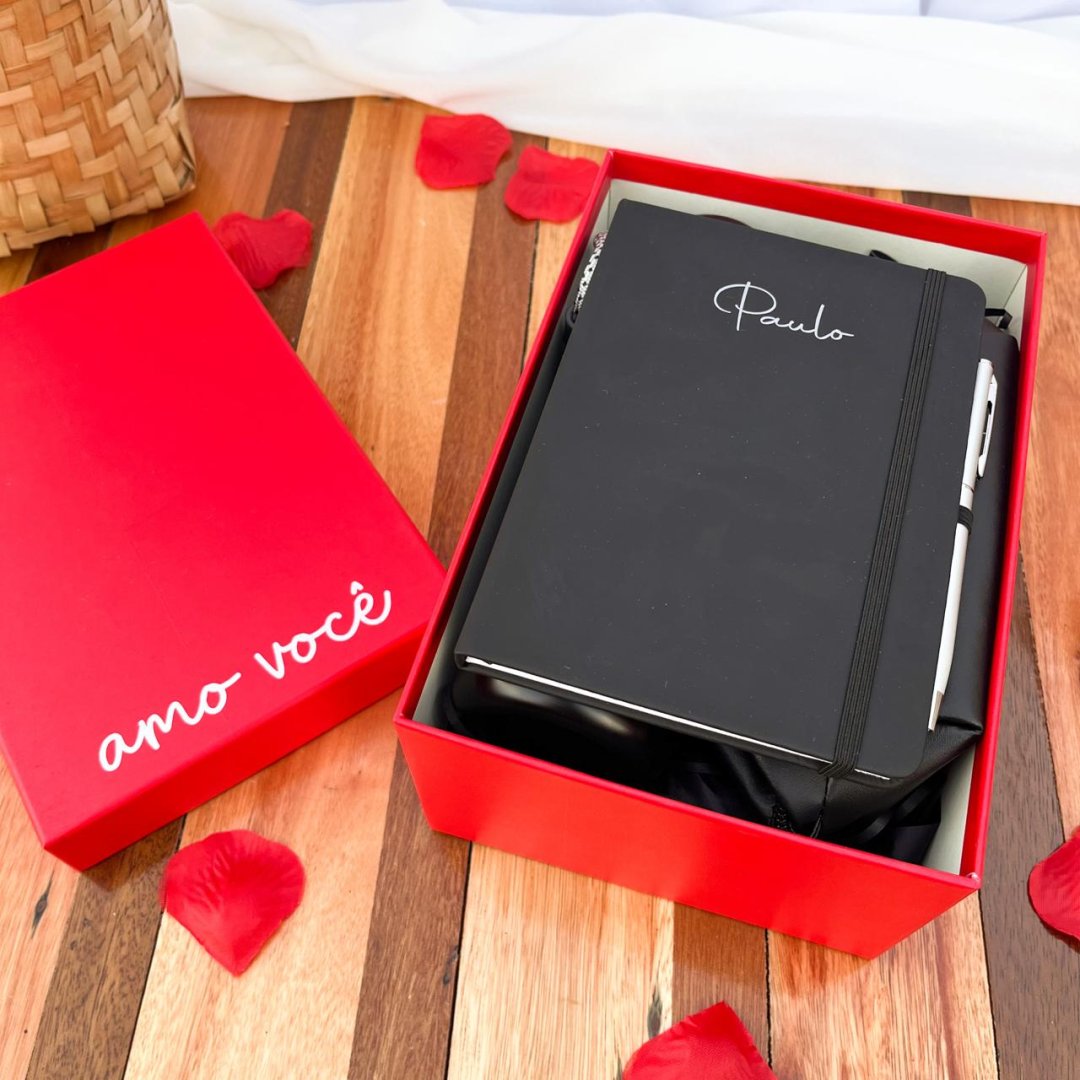 Kit Garrafa Térmica + Bloquinho + Nécessaire