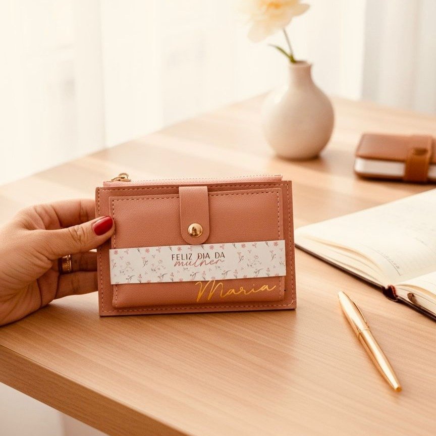 Porta cartão com zíper personalizado